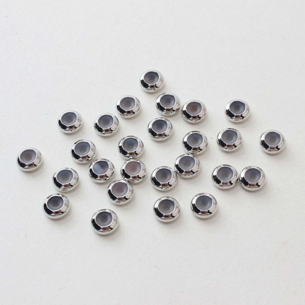 10 cuentas redondas de goma con tope, 5/6/7 mm, ajustables y deslizantes, chapadas en oro o plata, para bisutería y pulseras, GZ325-ZX7019