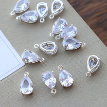 Load image into Gallery viewer, Crystal Tiny Teardrop Charms, 14K Gold/Silver Plated Teardrop Pendant, 8*12mm, Jewelry Findings JY080-F065