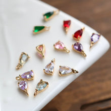 تحميل الصورة إلى عارض المعرض، 10 قطع - دلايات كريستال صغيرة على شكل دمعة، مطلية بالذهب عيار 14 قيراطًا، قطع مجوهرات HL123-F212