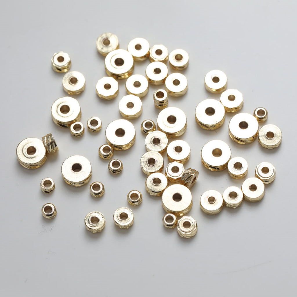50PCS- Donut Spacer Beads, Tone Rondelle Spacer Beads, Tire Beads, 18k Gold Plated Beads, Bracelet Making, Jewelry Finding SC021
