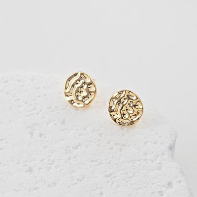14K Gold Round Hammered Post With Loop, Round Stud Earring Nickel Free, 11mm, Hypoallergenic Earring Findings ZX304-Z083