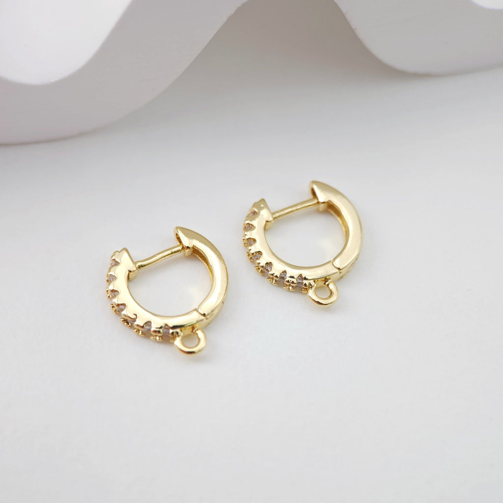 أقراط دائرية مرصعة بالزركونيوم المكعب، أقراط دائرية مطلية بالذهب مع حلقة، نتائج أقراط دائرية من صنعك، لوازم أقراط يدوية الصنع D0106