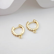 تحميل الصورة إلى عارض المعرض، أقراط دائرية مرصعة بالزركونيوم المكعب، أقراط دائرية مطلية بالذهب مع حلقة، نتائج أقراط دائرية من صنعك، لوازم أقراط يدوية الصنع D0106