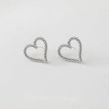 Load image into Gallery viewer, Gold Vintage Heart Earring Post, 24mm, S925 Silver Ear Pin Nickel Free Earrings, Ear Stud Loop, Hypoallergenic Earring Findings GE005