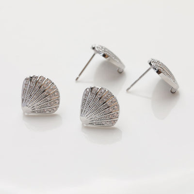 Shell Ear Post With Loop, S925 Silver Ear Pin Nickel Free, Gold/Silver Ear Stud, Hypoallergenic Earring Findings JG069