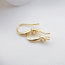 Load image into Gallery viewer, Heart Zircon Ear Wire Hook, Gold Plated Earring Hook, Hypoallergenic Hooks Earring , Nickel Free, Handmade Earring Findings  Supplies D0094