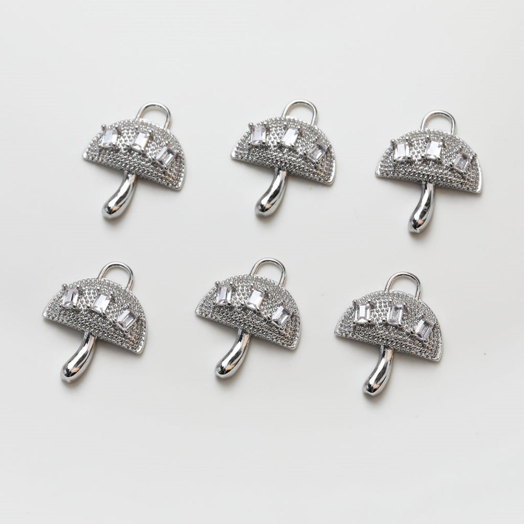 Mushroom Charm, 14K Gold/Silver Plated CZ Pave Pendant, Neckalce Bracelet Making Pendant, Jewelry Supply Finding GZ119