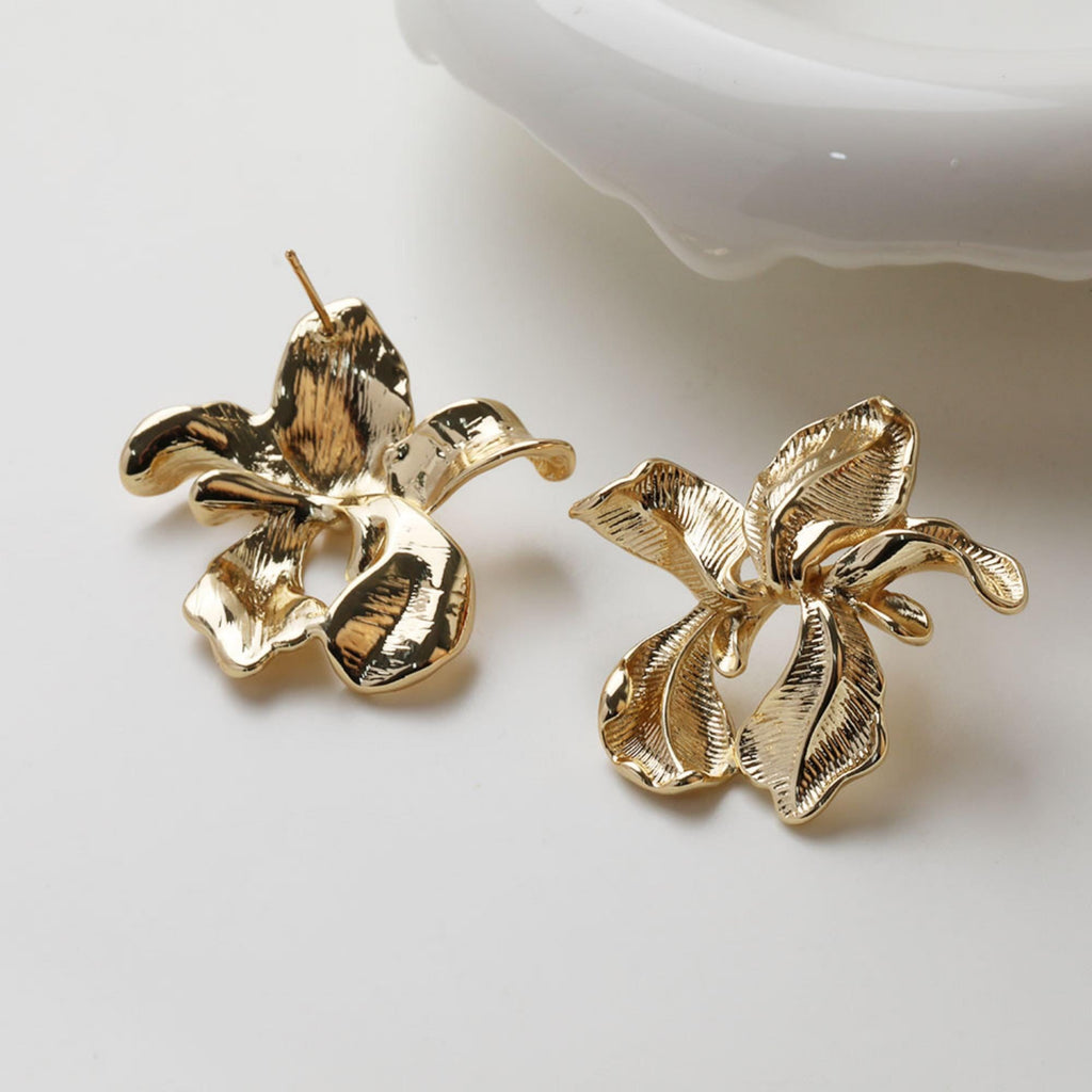 Flower Earring Post, 14K Gold/Silver, S925 Silver Pin Nickel Free Earrings, Flora Ear Stud with Loop GZ752