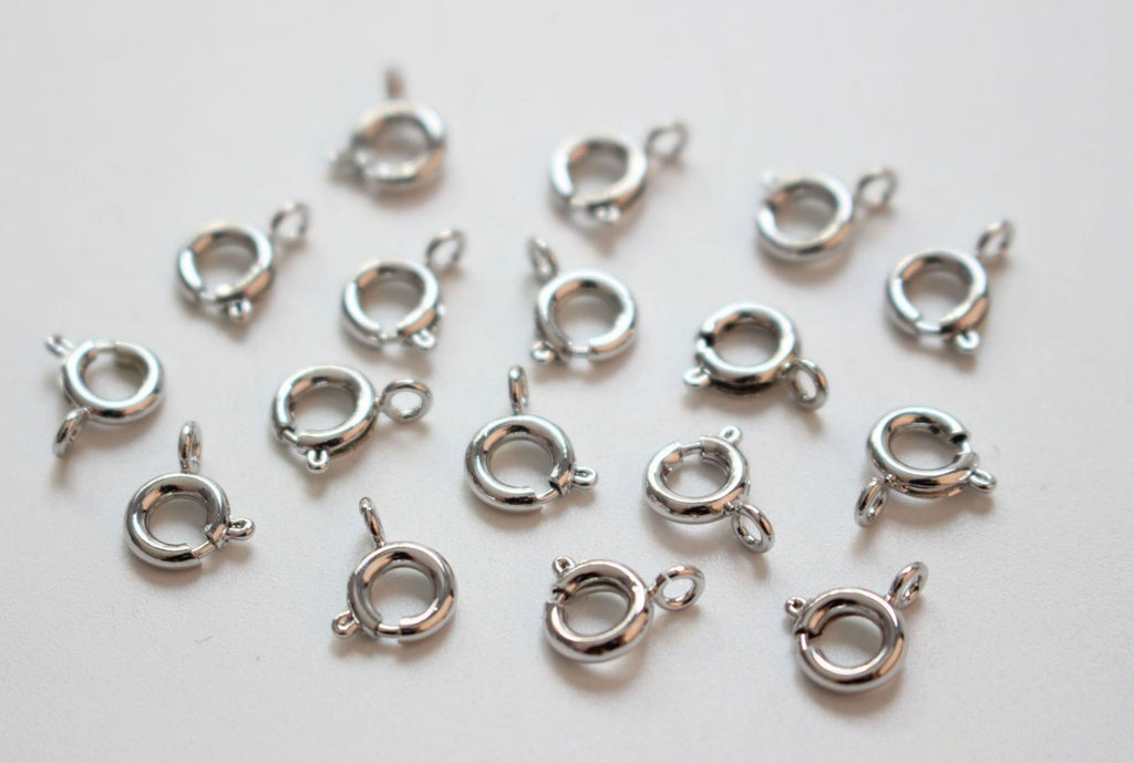 10 قطع - مشبك زنبركي مطلي بالذهب/الفضة عيار 18 قيراطًا، مشبك زنبركي مفتوح، مشبك جراد البحر، مشبك قلادة لصنع المجوهرات ZZ011-ZX7042