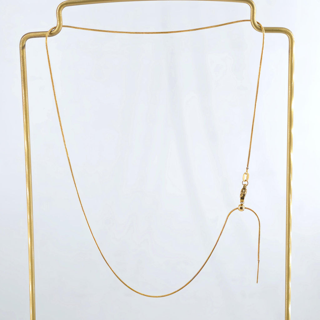 14K Snake Finished Necklace Chain, Adjustable Necklace, 316L Stainless Steel, Snake Chain, Ready to Wear, 45cm/18 inch, JR001