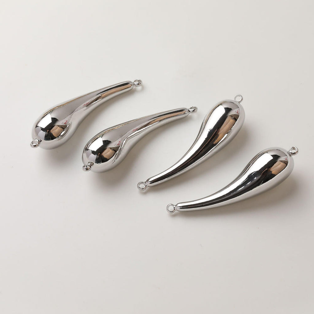 Polished Large Hollow Teardrop Pendant/Connector, 14K Gold/Silver Plated Charm, Necklace Pendant GZ747