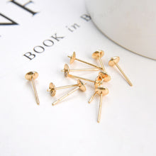 Load image into Gallery viewer, 20pcs 14K Gold Cup Earring Post With Loop, 5mm, Nickel Free Earrings, Ear Stud, Hypoallergenic Earring Findings JY020-ZX7009