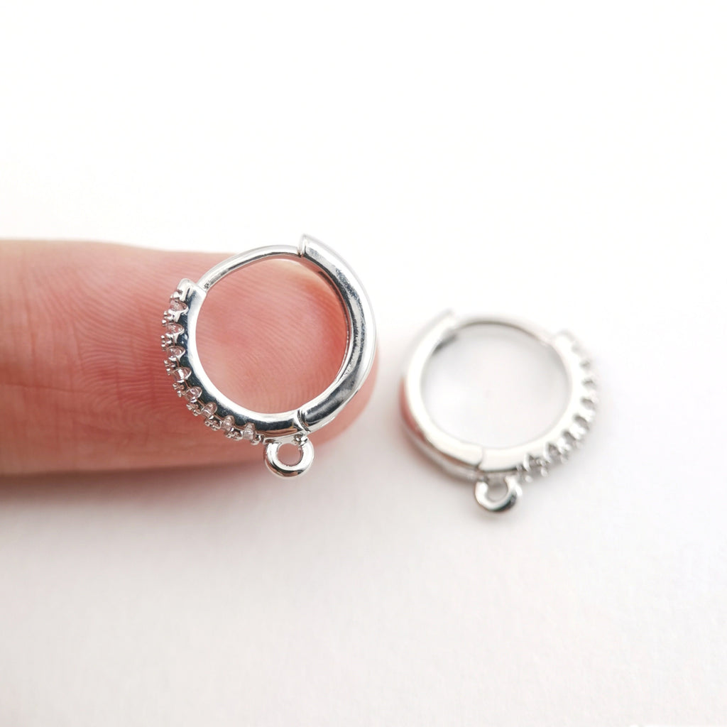 Cubic Zirconia Ear Hoops Multicolor Pave Crystal , 14.8*13.8mm, 18K Gold Plated Leverback Earrings, Huggie Hoops Earring D0156