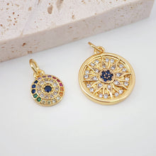 Cargar imagen en el visor de la galería, Dije de sol dorado, colgante redondo de sol con rayos, chapado en oro de 18 quilates, para hacer collares, accesorios de joyería S20253