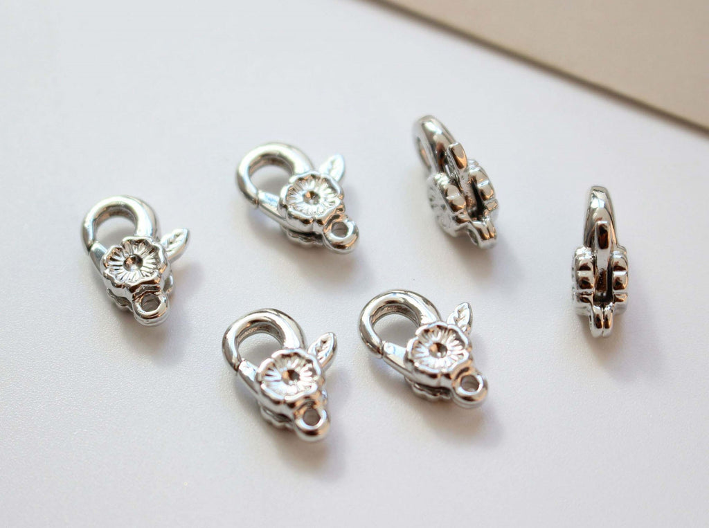 18K Shiny Gold Plated Lobster Clasp Claw, Flower Clasp, Heart Clasp, Necklace Bracelet Making Clasp with Closed Loop, Jewelry Findings GZ323