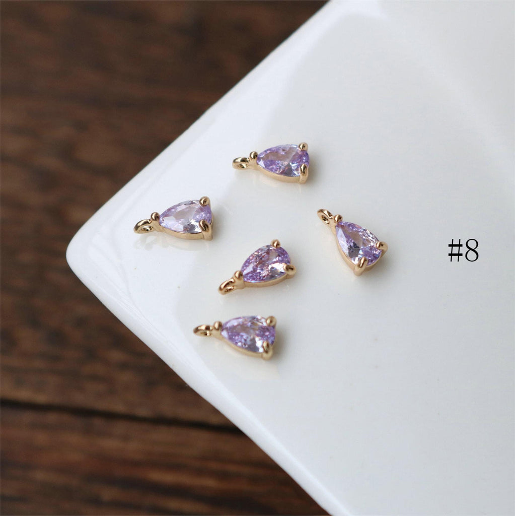 10 قطع - دلايات كريستال صغيرة على شكل دمعة، مطلية بالذهب عيار 14 قيراطًا، قطع مجوهرات HL123-F212