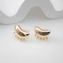 Cargar imagen en el visor de la galería, Pendiente de botón en forma de frijol con 5 anillas, pendiente de oro de 18 quilates, pasador de plata S925, pavé de circonitas, sin níquel, accesorios para aretes ZX193