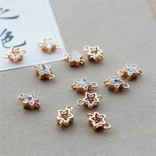 Load image into Gallery viewer, 20pcs CZ Pave Tiny Star Charm, Crystal Pendant, Earring Connectors, Real Gold Plated Brass Earring Charms, Jewelry Findings JY019-F162