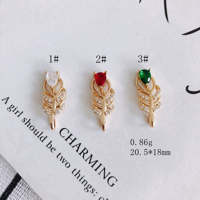 10pcs CZ Pave Leaves Charm, Cubic Zircon Crystal Leaf Pendant, Bracelet Necklace Pendant, Gold Plated Charm,Jewelry Findings MY034-F121