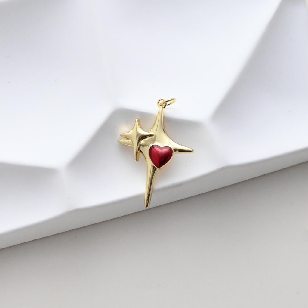 North Star Charms, 18K Gold Plated Charm, Enamel Star pendant, Bracelet Making Pendant, Jewelry Findings S1306