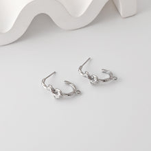 Load image into Gallery viewer, Pleated C Shape Knot Earrings Post With Loop, 18K Gold Plated, Nickel Free, S925 Silver Pin, Ear Stud Hypoallergenic Earring Findings D0431