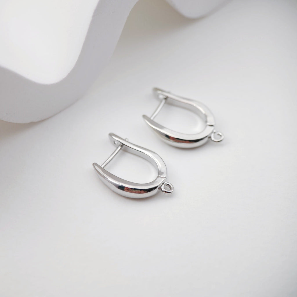 Polished English lock with loop, Gold/Rhodium Plated Earring hoop, Hypoallergenic & Nickel-Free，DIY Handmade Earring Findings Supplies D0087