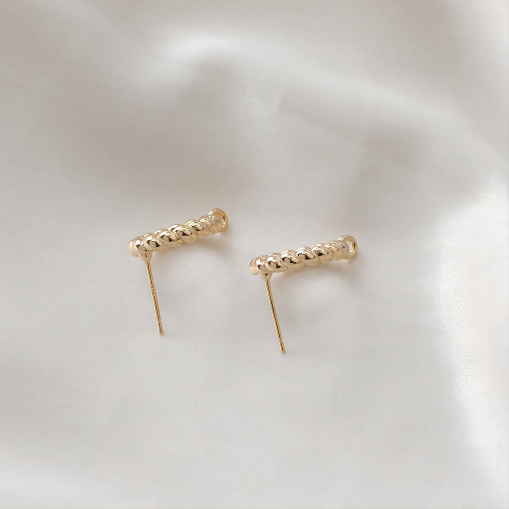 Oval Twisted Post with Loop, S925 Silver Ear Pin Nickel Free Earring, Gold/Silver Ear Stud, Hypoallergenic Earring Finding JJ015