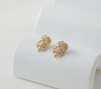 Rectangular Concave Convex Ear Post With Loop, S925 Silver Ear Pin Nickel Free, Gold/Silver Ear Stud, Hypoallergenic Earring Findings GE072