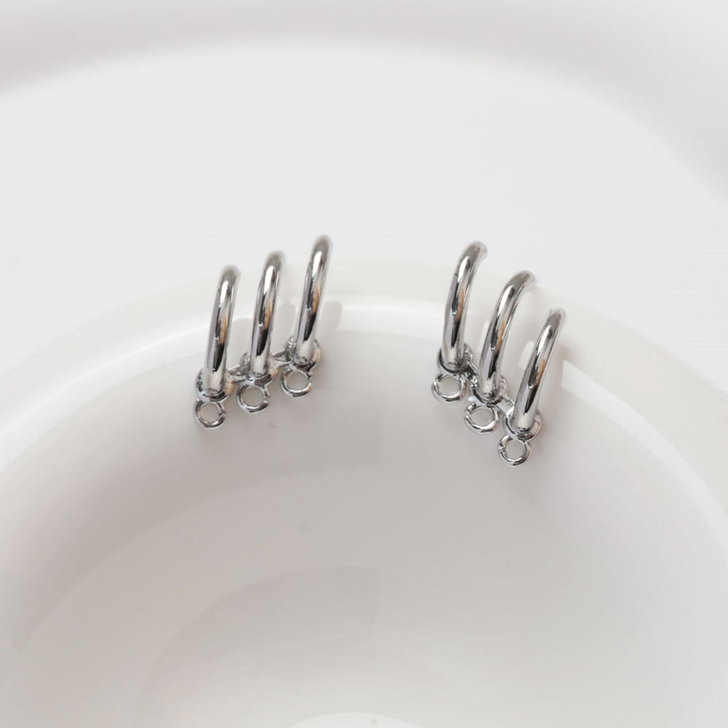 قرط أذن بثلاث حلقات، ذهب/فضة عيار 14 قيراط، أقراط فضة S925 خالية من النيكل، قرط أذن دائري بحلقة GZ121-D0471