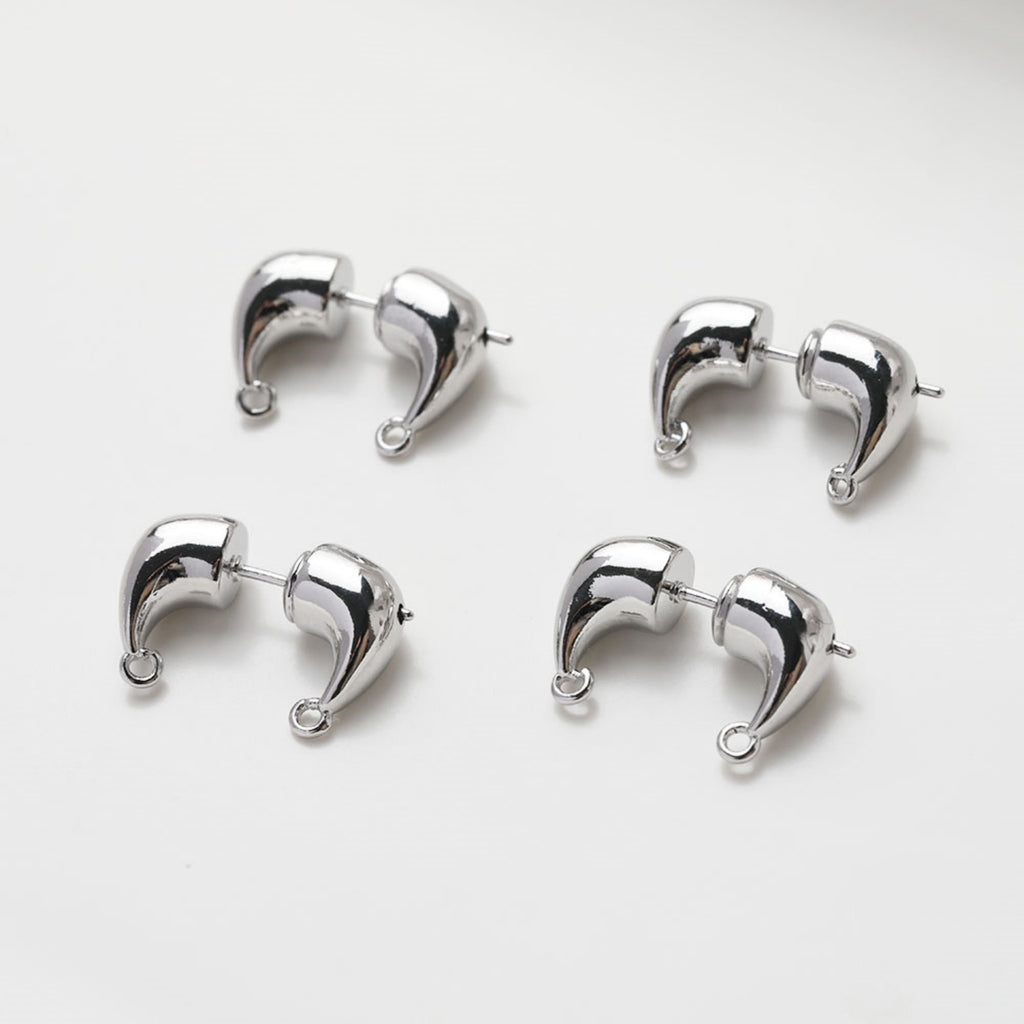 Pendientes de aro con diseño de cuerno de vaca, oro/plata de 14 quilates, pendientes de plata S925 sin níquel, accesorios hipoalergénicos para pendientes tipo botón GE116