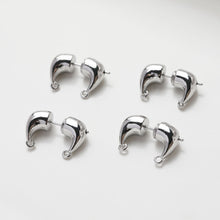 Cargar imagen en el visor de la galería, Pendientes de aro con diseño de cuerno de vaca, oro/plata de 14 quilates, pendientes de plata S925 sin níquel, accesorios hipoalergénicos para pendientes tipo botón GE116