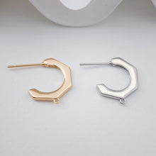 Cargar imagen en el visor de la galería, Pendientes en forma de C con aro, oro y plata de 18 quilates, sin níquel, con aro, hipoalergénicos, ZX200