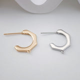 Pendientes en forma de C con aro, oro y plata de 18 quilates, sin níquel, con aro, hipoalergénicos, ZX200