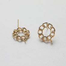 Load image into Gallery viewer, Round Chain Post With Loop, 14k Gold/Silver Chain Round Stud Earring Nickel Free, S925 Ear Pin Hypoallergenic Earring Findings GE113