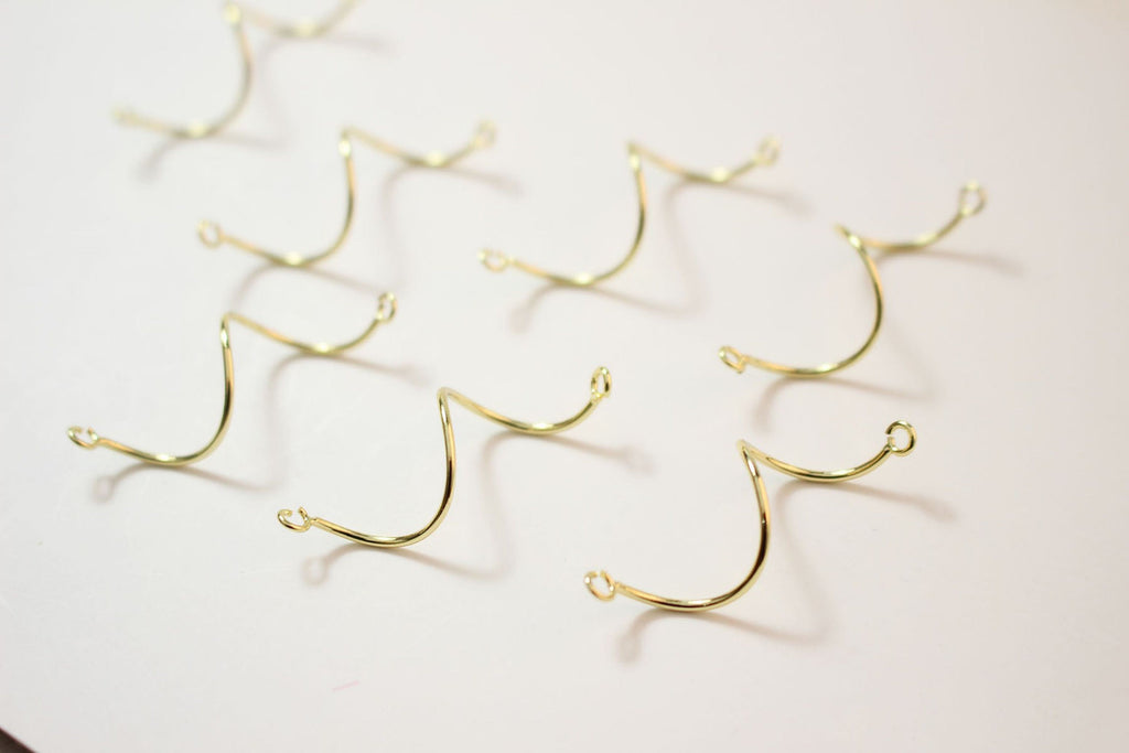 10pcs Danity Wave Connector with loops, 14K Gold/Silver Plated Earring Making Findings, Jewelry Findings GZ161