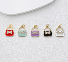 Cargar imagen en el visor de la galería, Colgante para bolso con pavé de circonitas cúbicas, bonitos dijes esmaltados para bolso, dijes chapados en oro de 18 quilates, fabricación de pulseras y collares, accesorios de joyería S1374