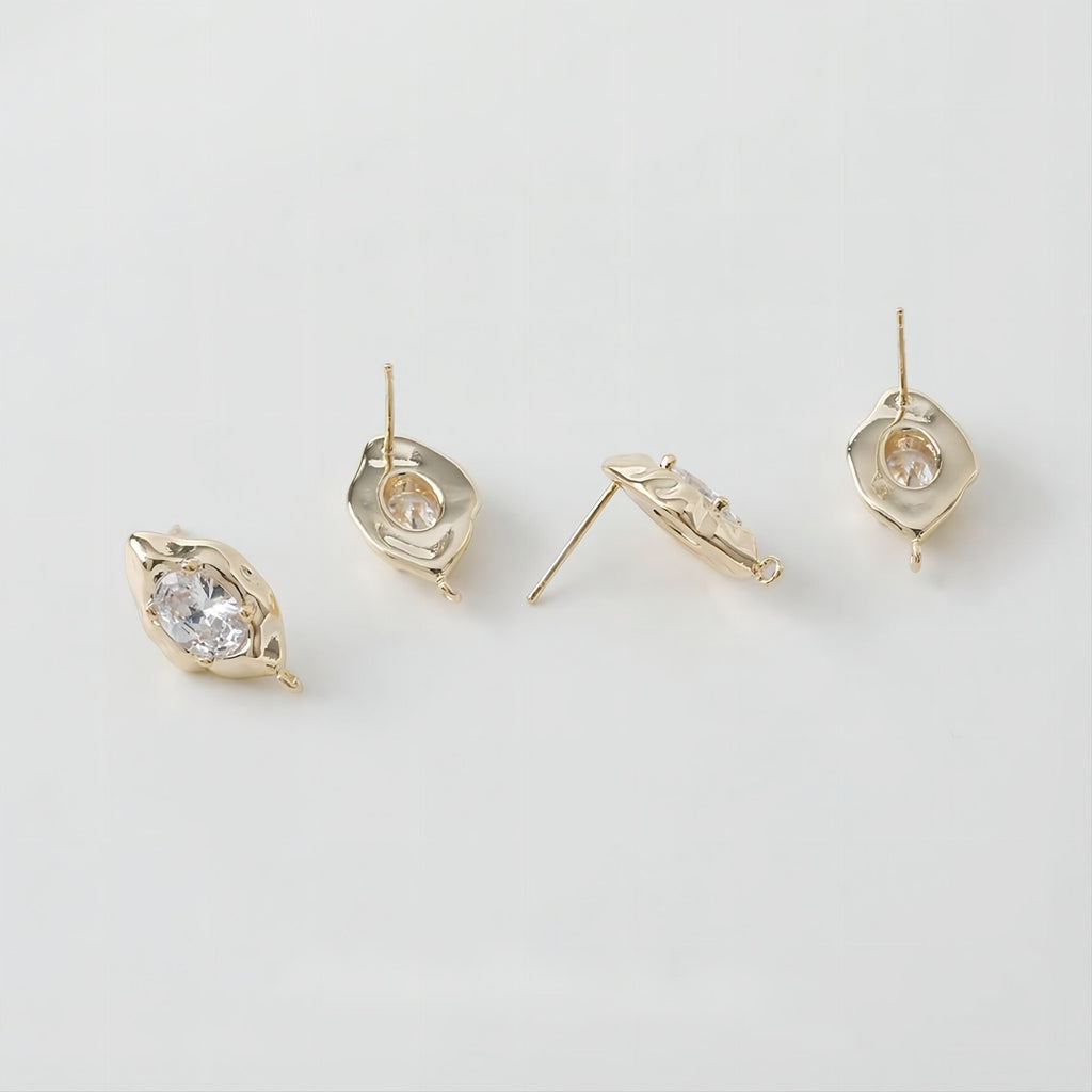 قرط أذن غير منتظم من الزركونيا، ذهب/فضة عيار 14 قيراط، قرط فضة S925 خالٍ من النيكل، على شكل عين مع حلقة GE015