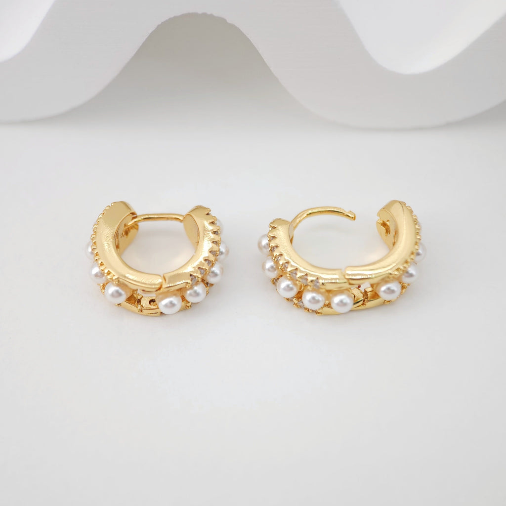 Leaf Cubic Ear Hoops Pave Crystal, 13mm, 18K Gold Plated Leverback Earrings, Leaf Huggie Hoops Earring S20269