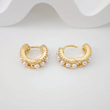 Load image into Gallery viewer, Leaf Cubic Ear Hoops Pave Crystal, 13mm, 18K Gold Plated Leverback Earrings, Leaf Huggie Hoops Earring S20269