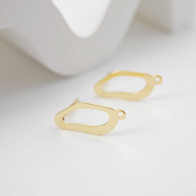 18K Gold Irregular Post With Loop, Stud Earring Nickel Free, 17.5mm, Hypoallergenic Earring Findings D0212
