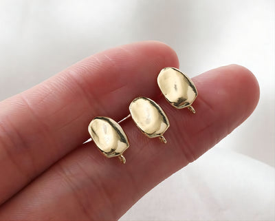 Irregular Stone Ear Post With Loop, S925 Silver Pin Nickel Free Earrings, Gold/Silver Ear Stud, Hypoallergenic Earring Findings G007-D0015