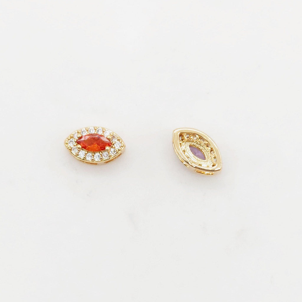 Crystal Pave CZ Beads, 7 Colors Crystal, Oval Shape, 18K Gold Plated Beads, Bracelet Necklace Making Charms, Jewelry Findings S20358