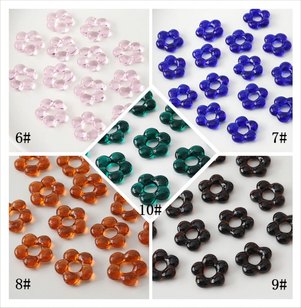 4pcs Flowers Glaze Beads, 24.7mm, Glaze Loose Beads for Jewelry Making, Bracelet DIY Beads Finding GZ280