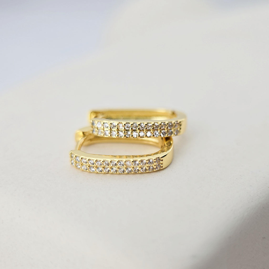 18K Gold Plated Oval Hoop Earring, CZ Pave, Huggie Hoops Earring Parts, Oval Hoop earring  for Jewelry Making S1237
