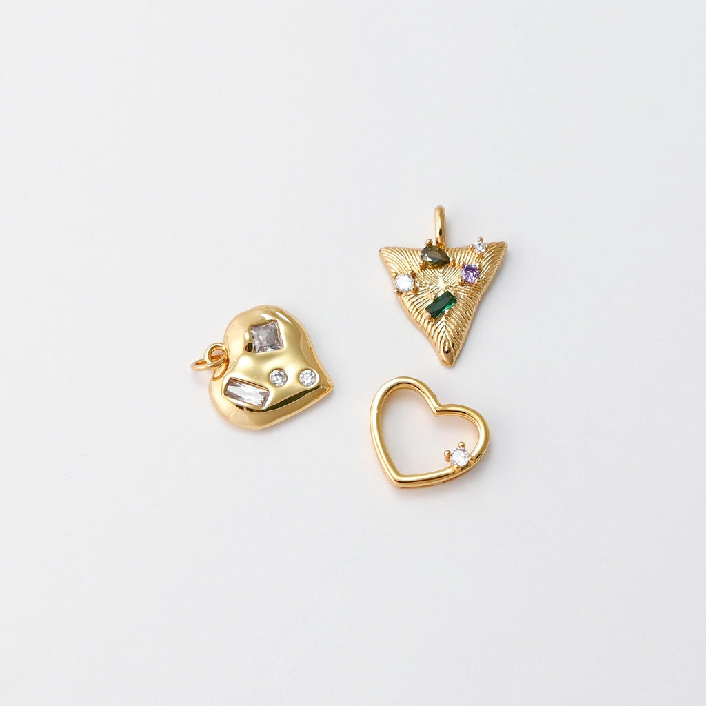 Heart Charms, Cubic Pave Charm, 18K Gold Plated CZ Pave Love Pendant, Necklace Making Pendants, Jewelry Findings S20735