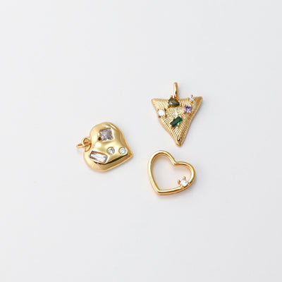 Heart Charms, Cubic Pave Charm, 18K Gold Plated CZ Pave Love Pendant, Necklace Making Pendants, Jewelry Findings S20735
