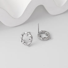Load image into Gallery viewer, Round Earrings Post With Loop, CZ Pave, 18K Gold Plated, Nickel Free, S925 Silver Pin, Ear Stud Hypoallergenic Earring Findings D0402