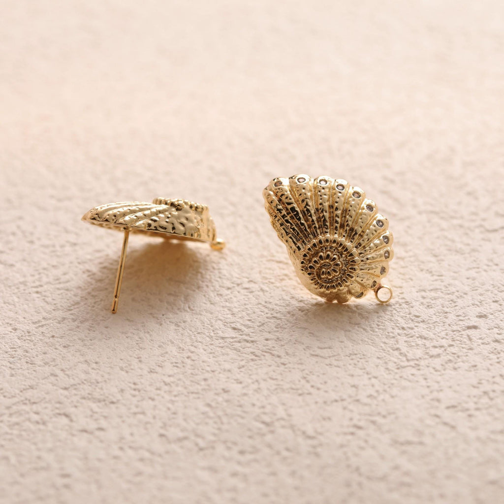 Pendientes de caracola con aro y colgante, chapados en oro de 18 quilates, sin níquel, hipoalergénicos, GZ781