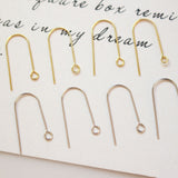 Long Ear Hooks, 14K Gold Earring Earring findings with loop, 24x14mm, Fish Hooks, Ear Wires for Jewelry Making GT069