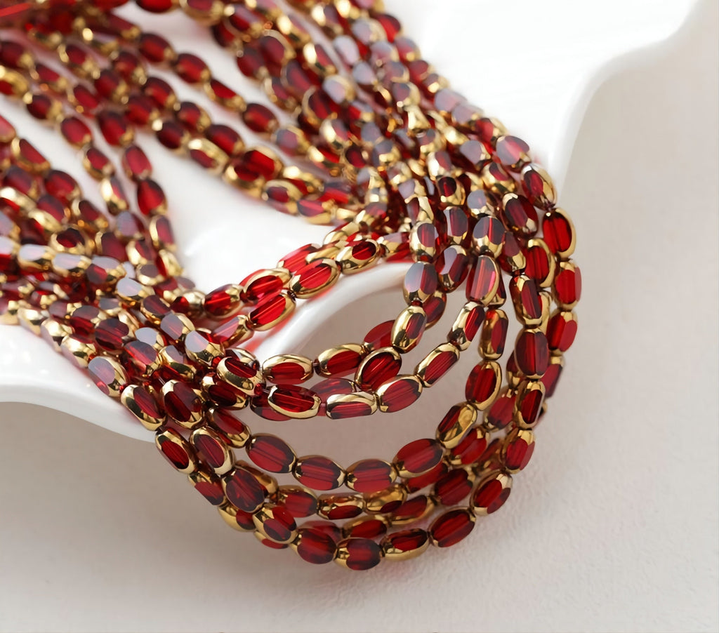 Cuentas de vidrio facetadas ovaladas vintage de 6 x 5 mm, cuentas sueltas de cristal para hacer joyas, cuentas DIY GZ215